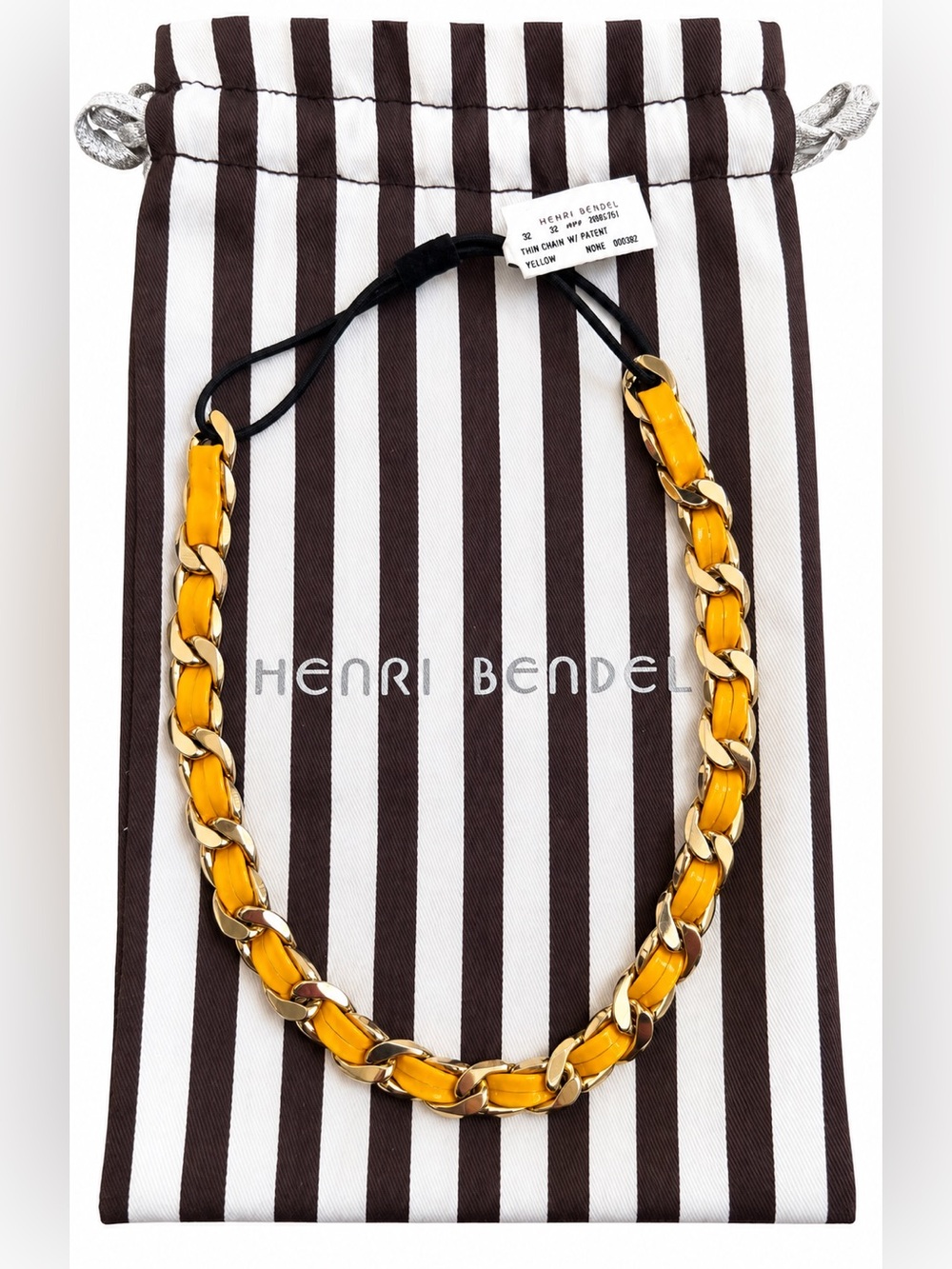 Henri Bendel Yellow Enamel Gold Chain Statement Headband NWT / Dust Bag